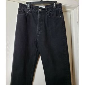 Women's Reformation Jeans Button Fly Cropped Size 27 Seattle Wash Black Raw Hem‎